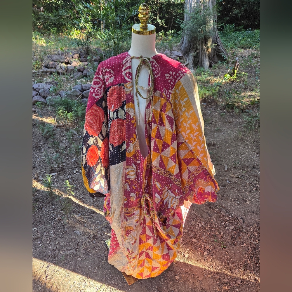 Kantha Bae Handmade Festival Bohemian Hippie Colorful Patchwork‎ Kimono